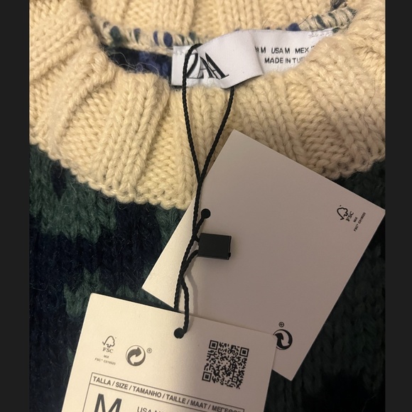 Zara wool blend embellished patchwork knit sweater limited edition NWT - Picture 11 of 15